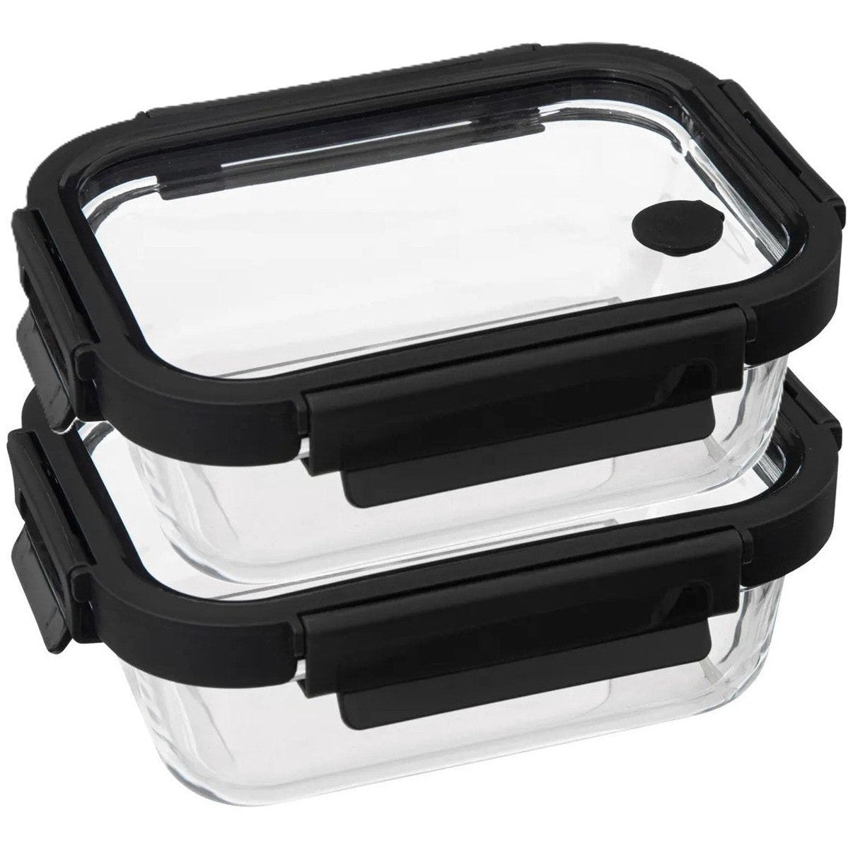5Five glazen vershoudbakjes zwart, set van 2, 500 ml