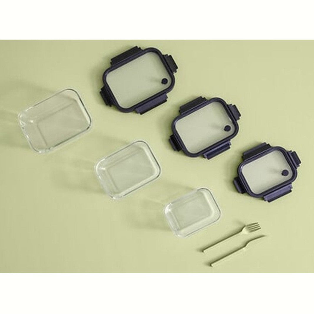 5Five glazen vershoudbakjes zwart, set van 2, 500 ml (3)