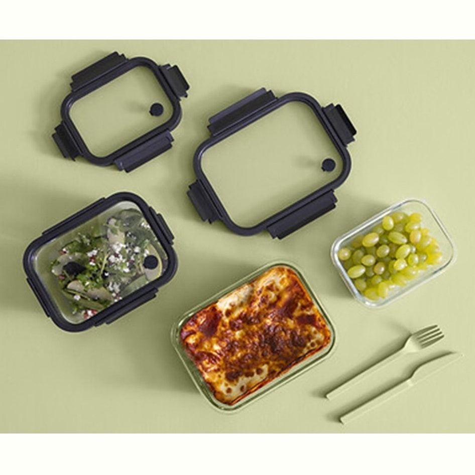 5Five glazen vershoudbakjes zwart, set van 3, 500 ml (7)