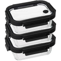 5Five glazen vershoudbakjes zwart, set van 3, 500 ml