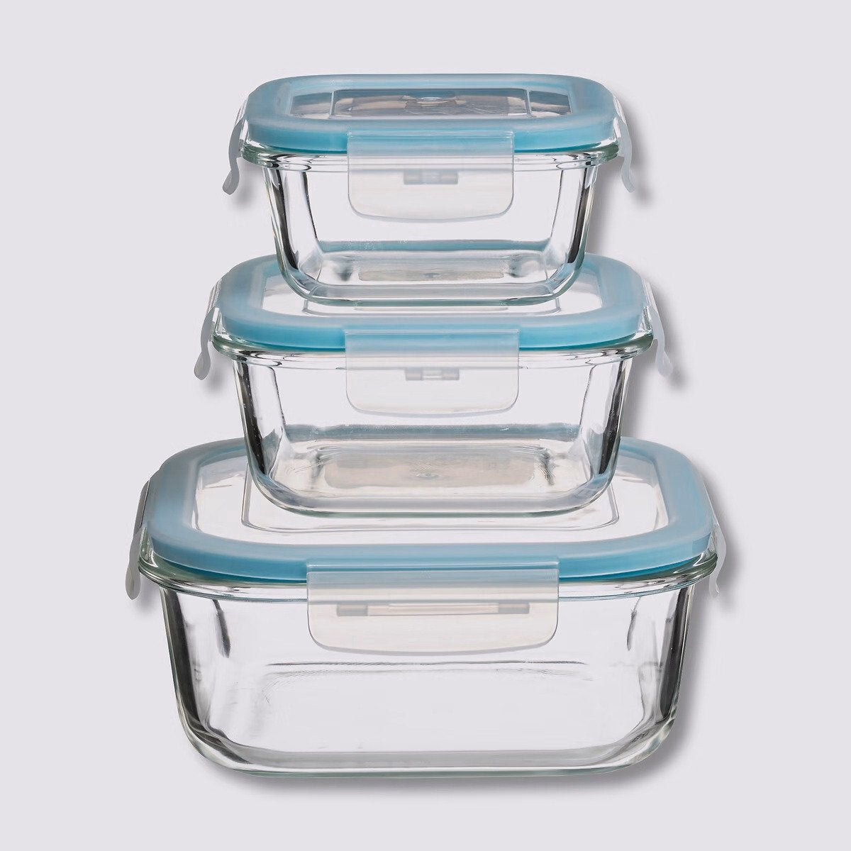 5Five glazen vershoudbakjes met clips, set van 6 (330-1180 ml) (5)