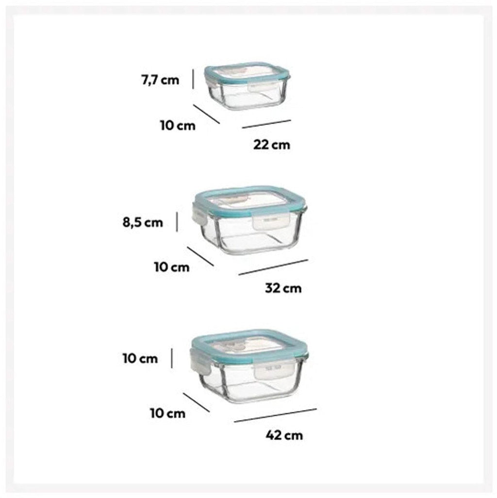5Five glazen vershoudbakjes met clips, set van 6 (330-1180 ml) (9)