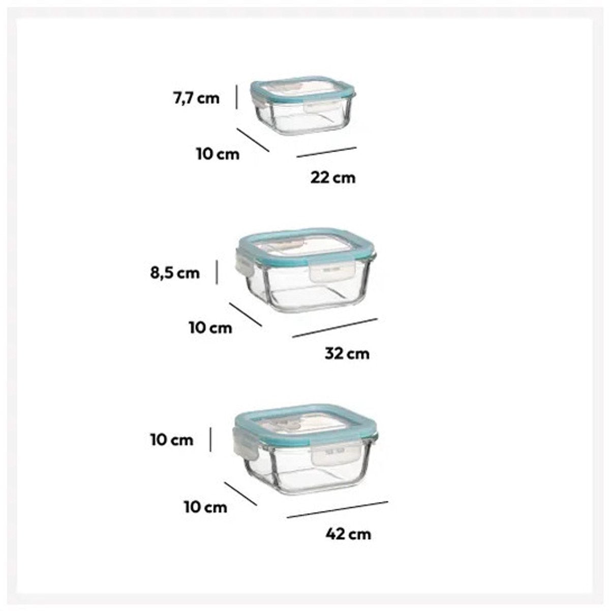 5Five glazen vershoudbakjes met clips, set van 6 (330-1180 ml) (9)