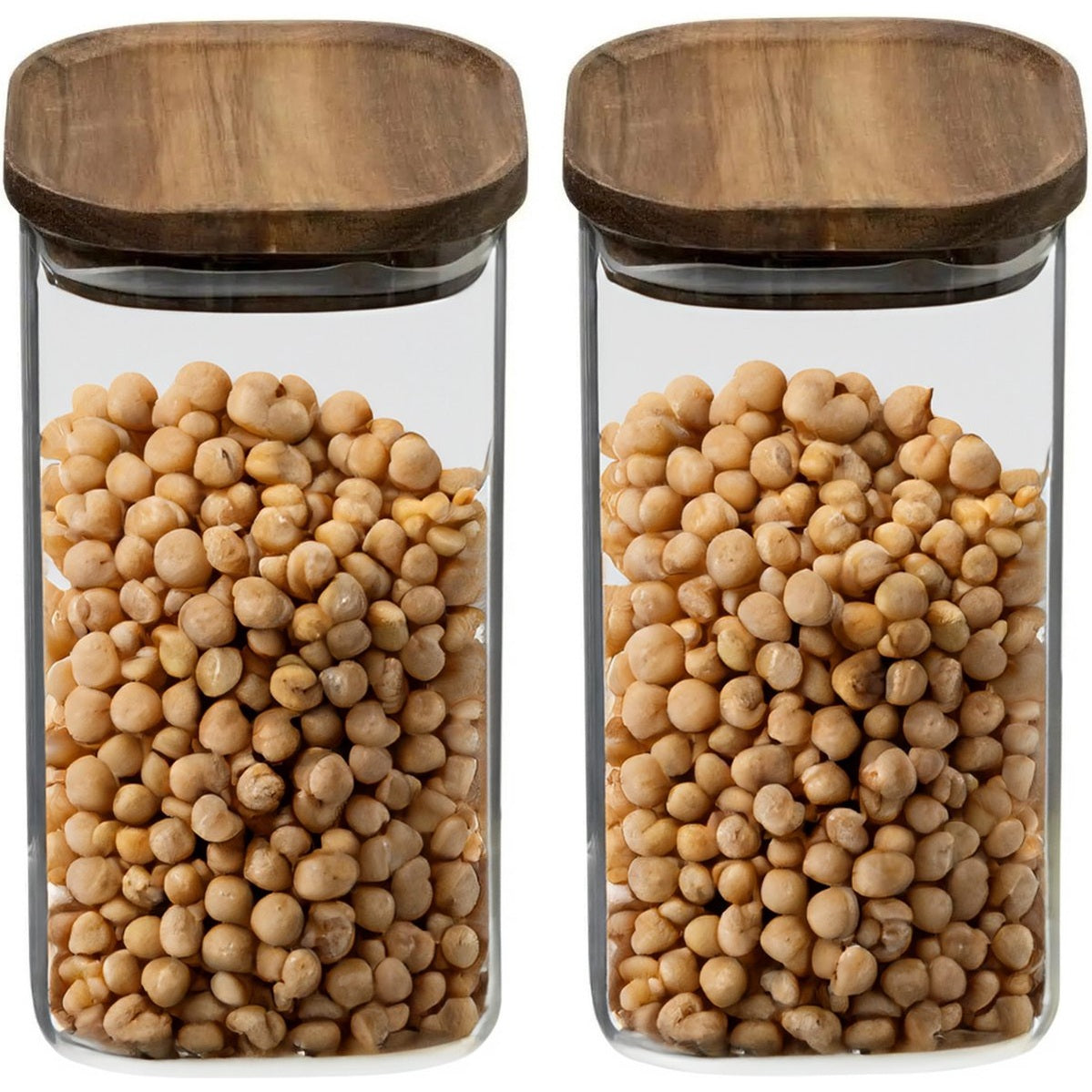 5Five voorraadpotten van glas met acacia deksel, 2 stuks, 1300 ml