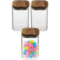 5Five voorraadpotten glas met acaciadeksel, set van 3, 1000 ml