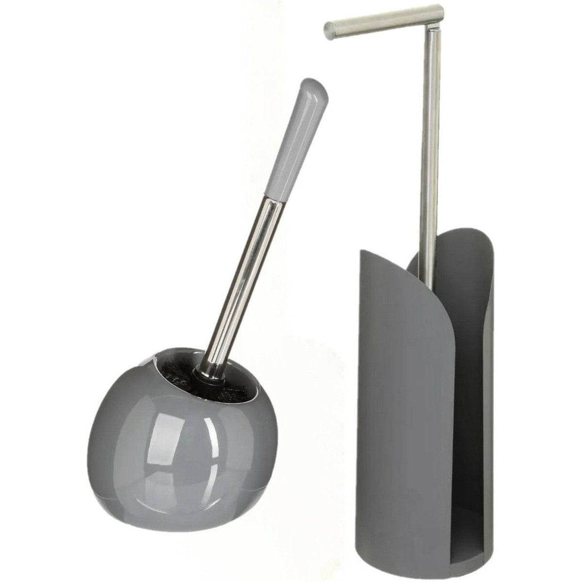 5Five wc-borstel met toiletrolhouder, grijs