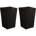 5Five wasmand gevlochten rotan zwart, 57 L, set van 2