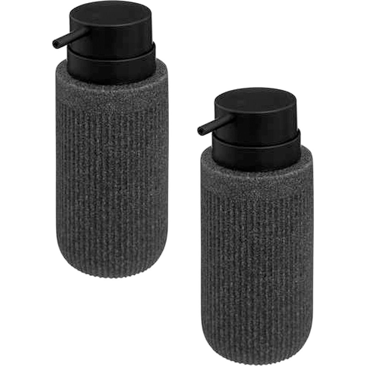 5Five zeepdispensers Onyx antraciet 350 ml, set van 2