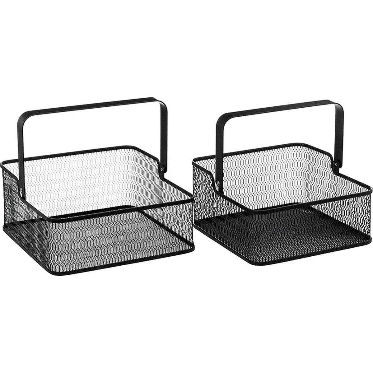 5Vijf Zwarte metalen mandjes 2 stuks