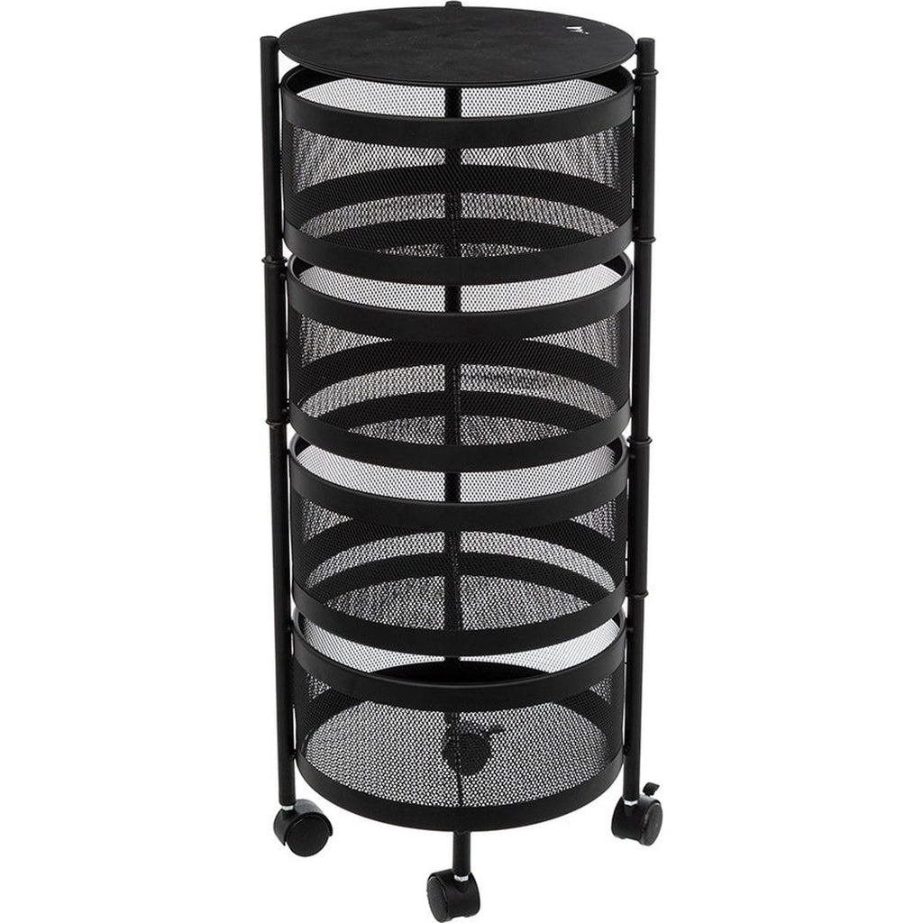 5Five zwarte trolley met 4 draaibare manden