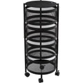 5Five zwarte trolley met 4 draaibare manden