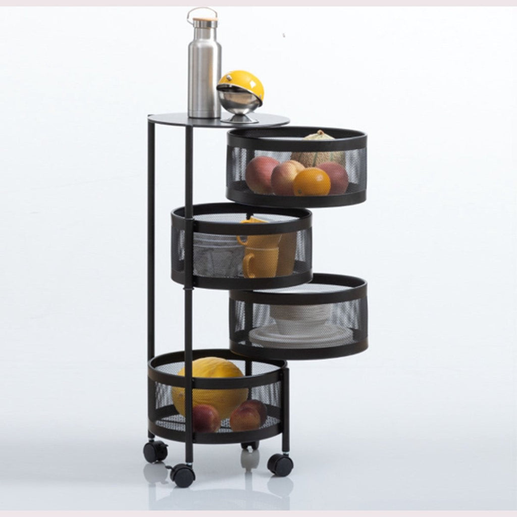 5Five zwarte trolley met 4 draaibare manden (2)