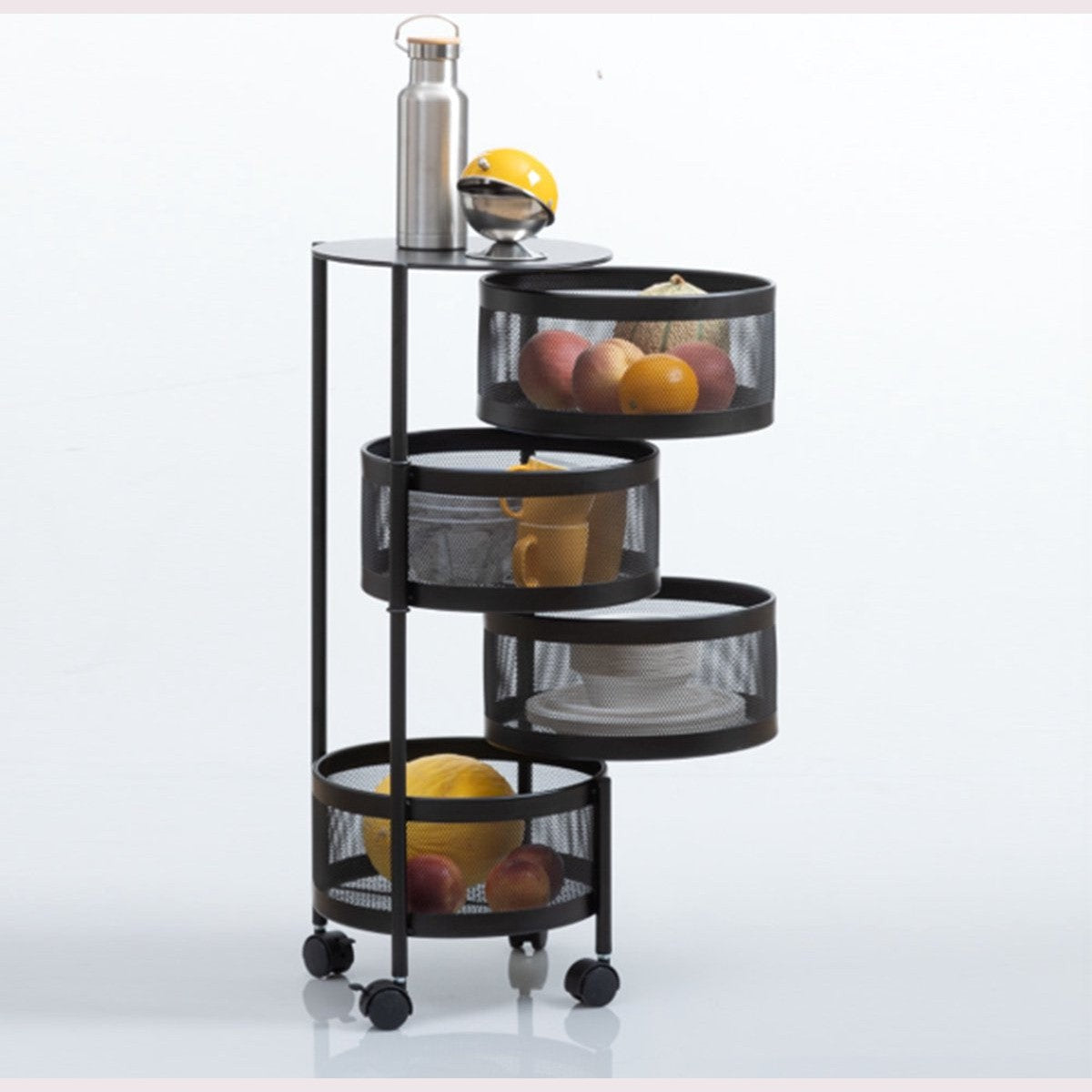 5Five zwarte trolley met 4 draaibare manden (2)