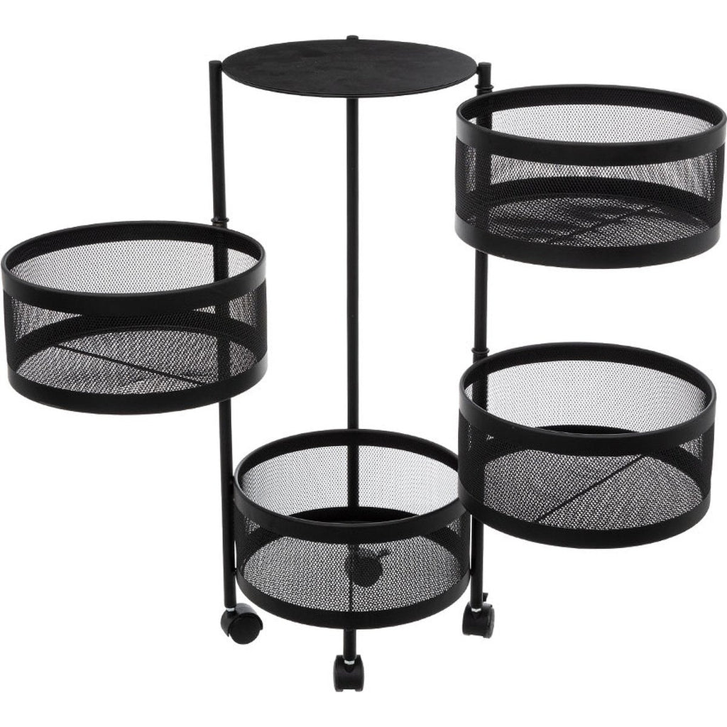 5Five zwarte trolley met 4 draaibare manden (4)