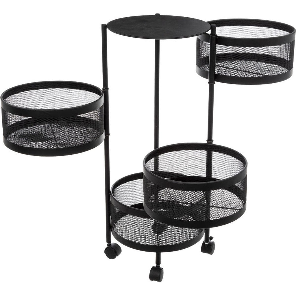 5Five zwarte trolley met 4 draaibare manden (6)