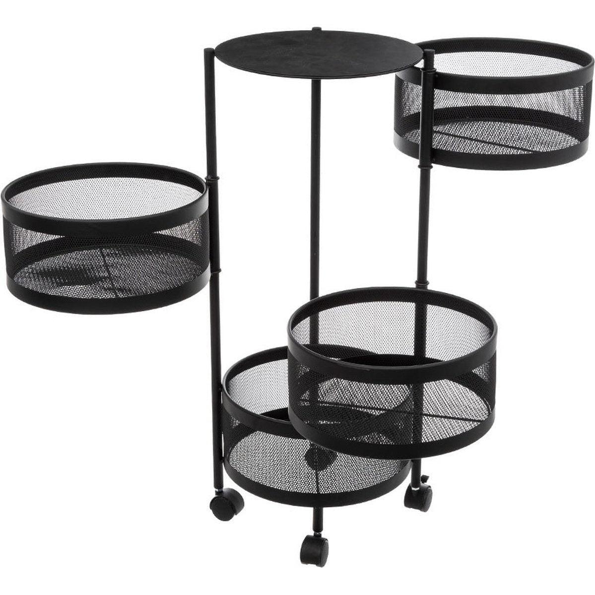 5Five zwarte trolley met 4 draaibare manden (6)