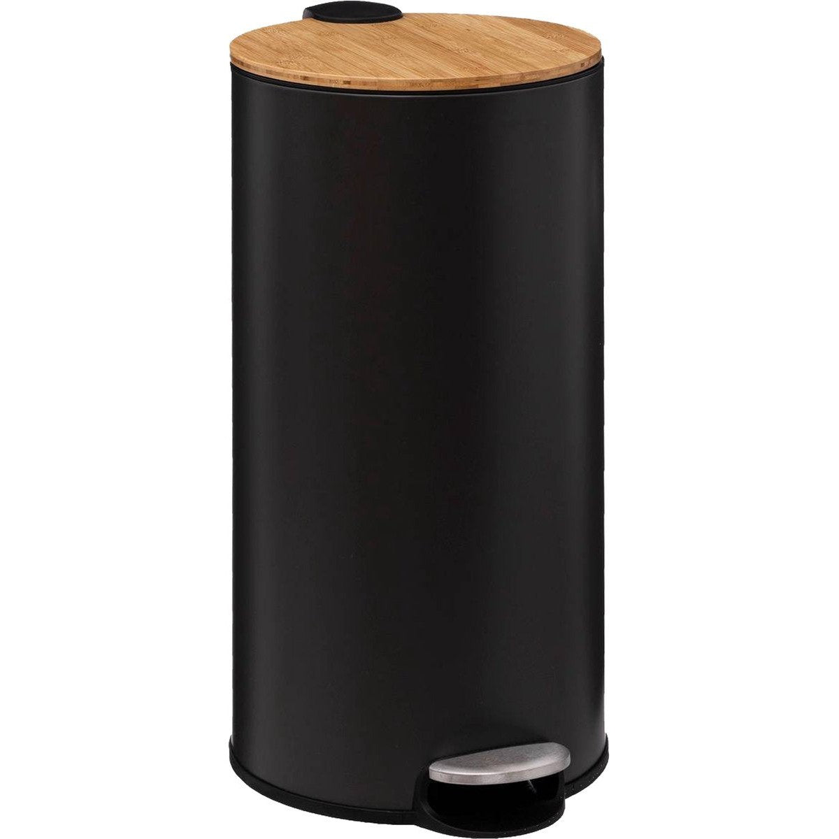 5Five pedaalemmer met bamboedeksel, zwart, 30 L