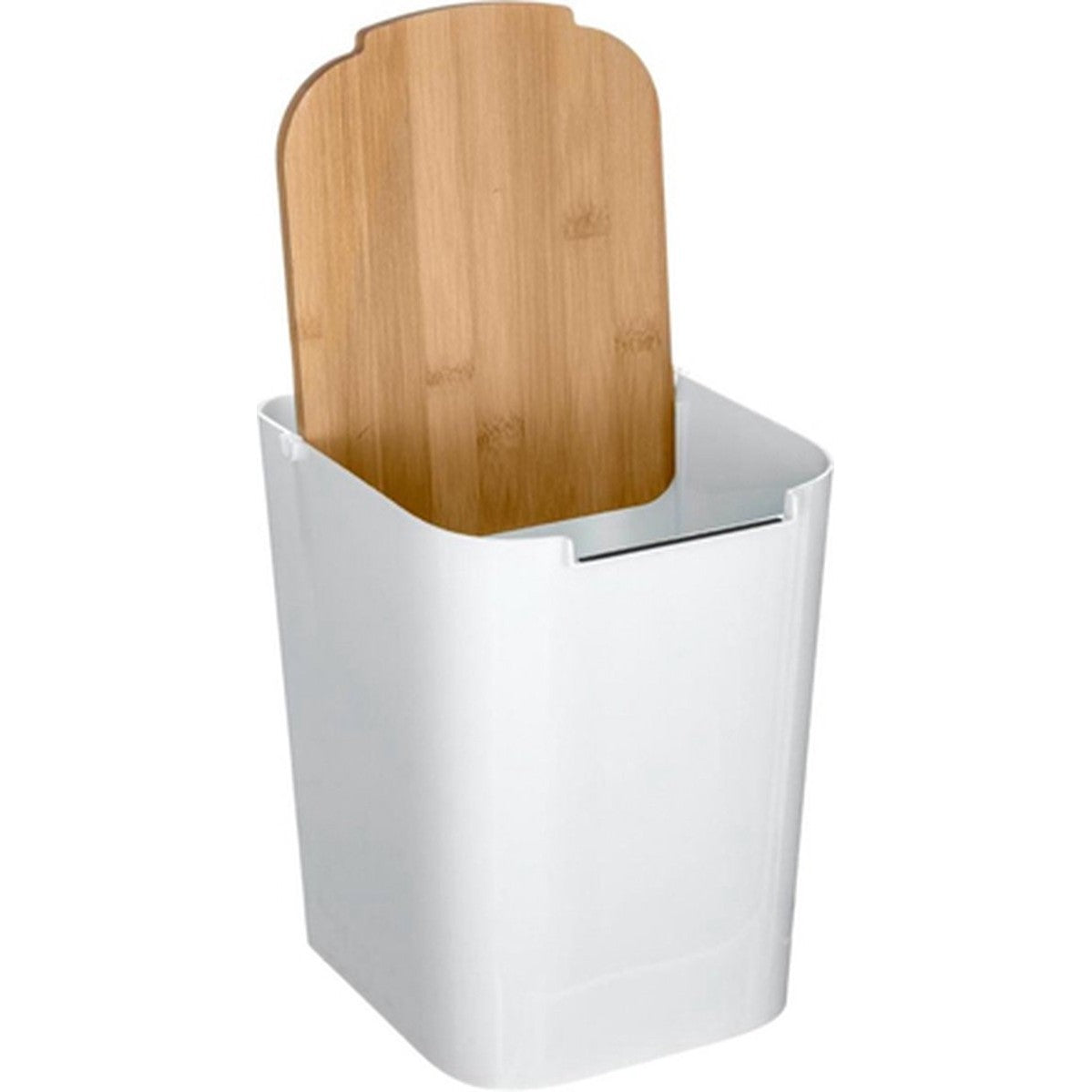 5Five tafelprullenbak met bamboe deksel, 5 L, wit