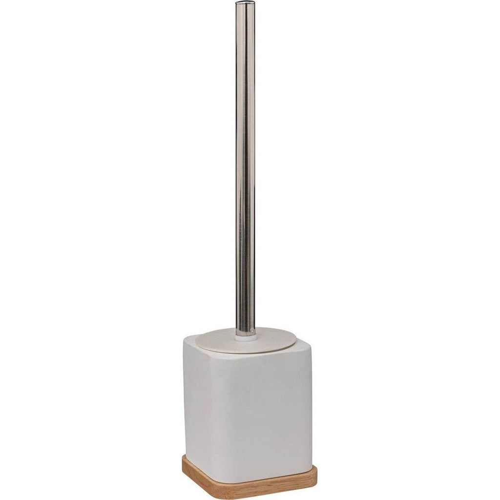 5Five toiletborstel in houder, wit met bamboe, 36 x 9 cm