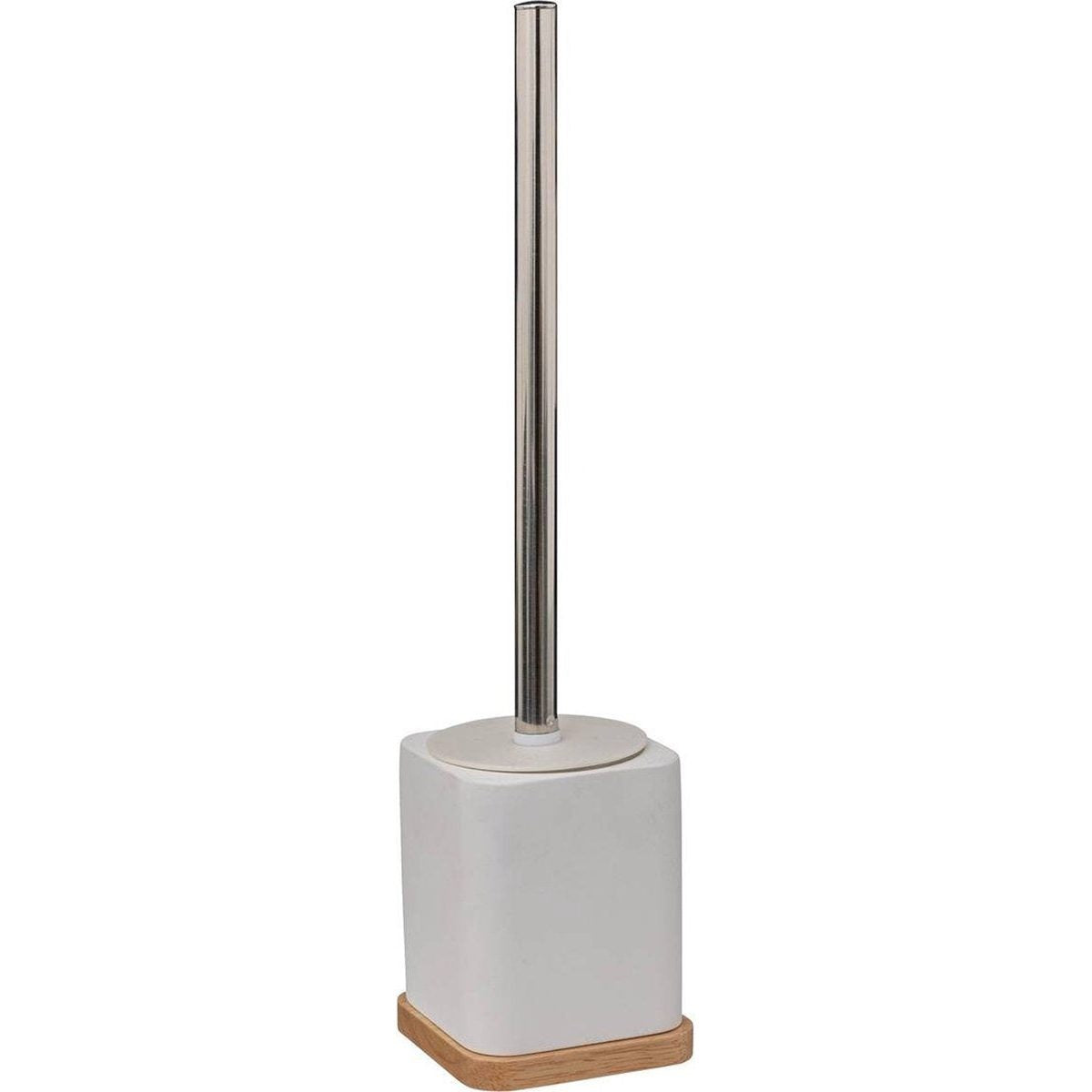 5Five toiletborstel in houder, wit met bamboe, 36 x 9 cm