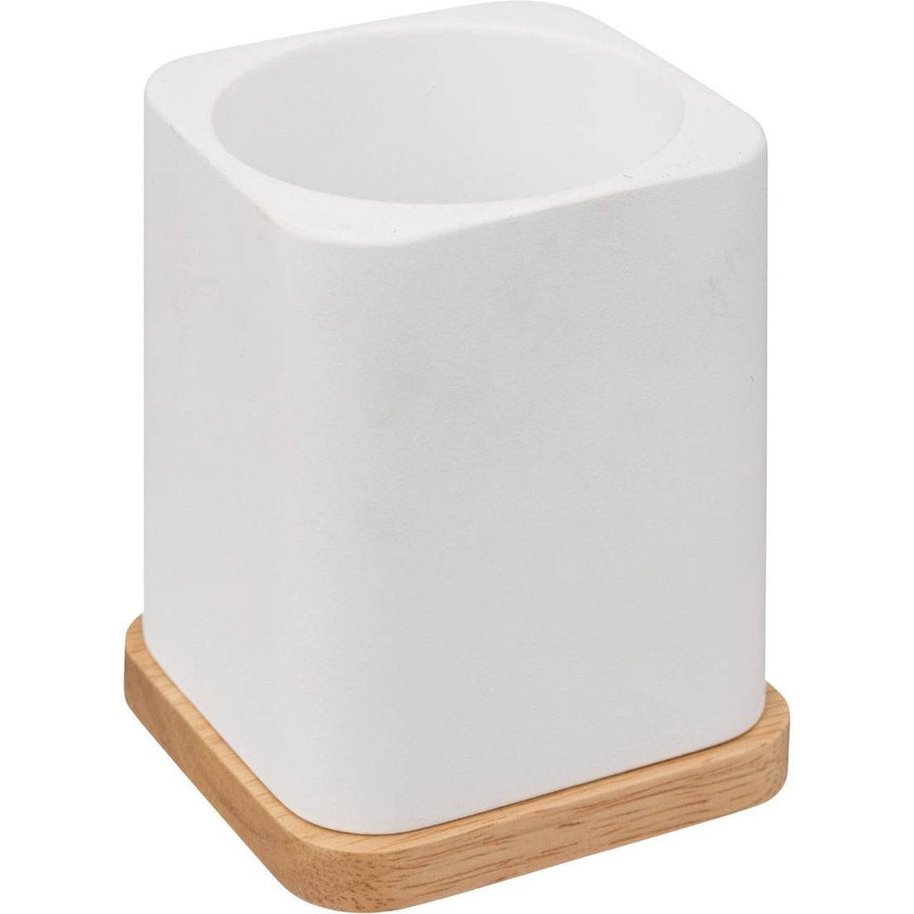 5Five toiletborstel in houder, wit met bamboe, 36 x 9 cm (2)