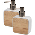 5Five zeepdispensers kunststeen en bamboe, wit, 200 ml, set van 2