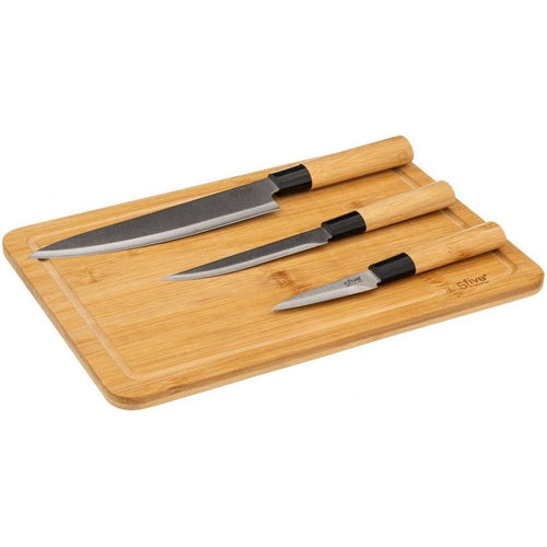 5Five bamboe snijplank met 3 messen, 35 x 25 cm
