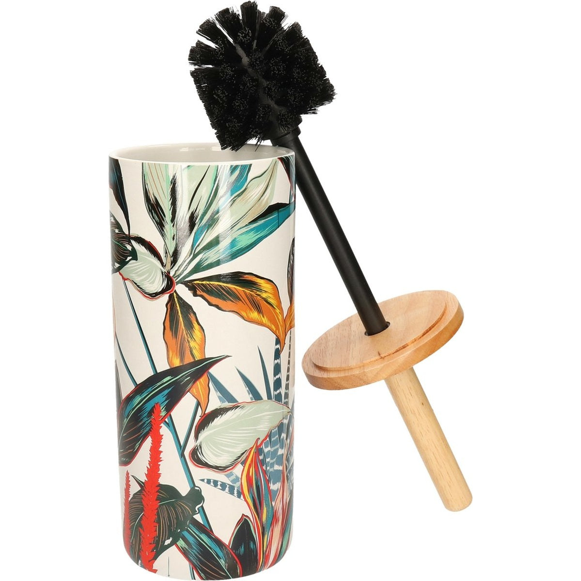 5Five toiletborstel met houder, rond, bladpatroon, 38 cm (4)