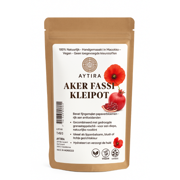 AYTIRA Aker Fassi in kleitiegel, Marokkaanse lip- en wangkleuring