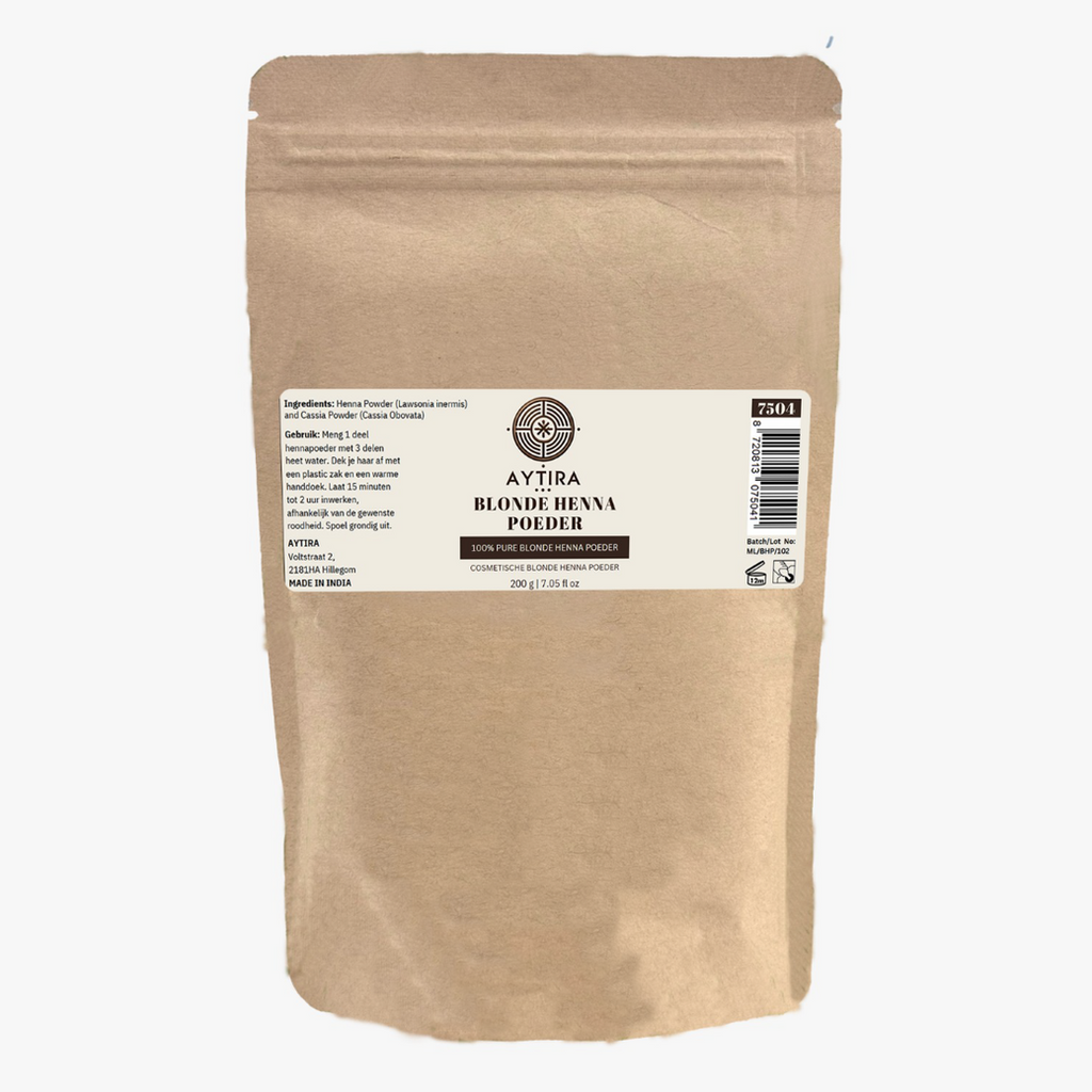 AYTIRA Blond Henna Poeder 200 g – 100% natuurlijk Cassia-haarverzorgingspoeder | Zonder chemie – Voor glans & verzorging van blond & grijs haar - MODESTNOVA