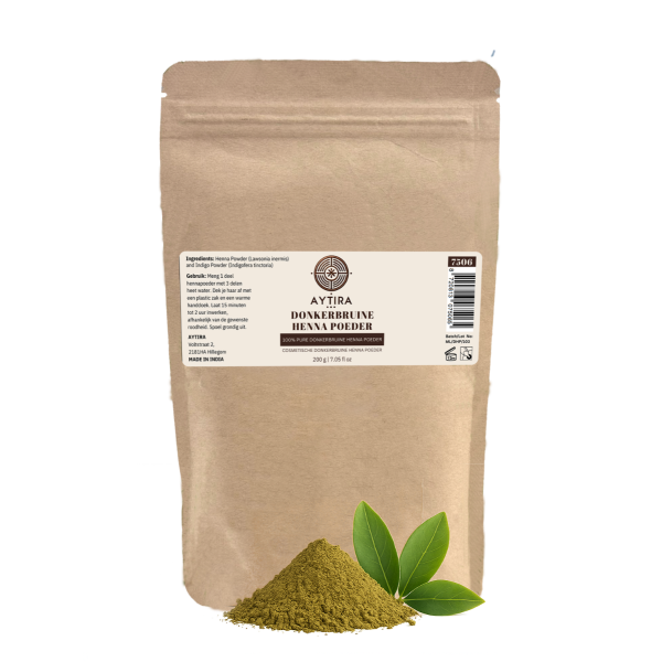 AYTIRA Donkerbruin Henna Poeder 200 g – 100% natuurlijke haarverf | Lawsonia & Indigo – Vegan & chemievrij - MODESTNOVA