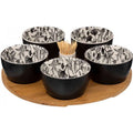 Secret de Gourmet aperitiefset zwart met bloem, 28 cm