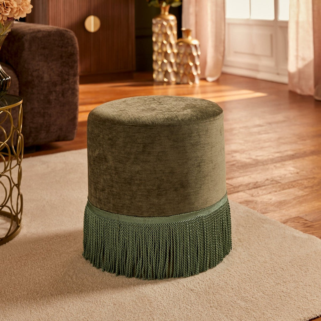 Atmosphera Alanya velvet poef, 38 x 38 cm, groen (3)