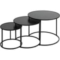 Atmosphera Noah bijzettafels, zwart, set van 3