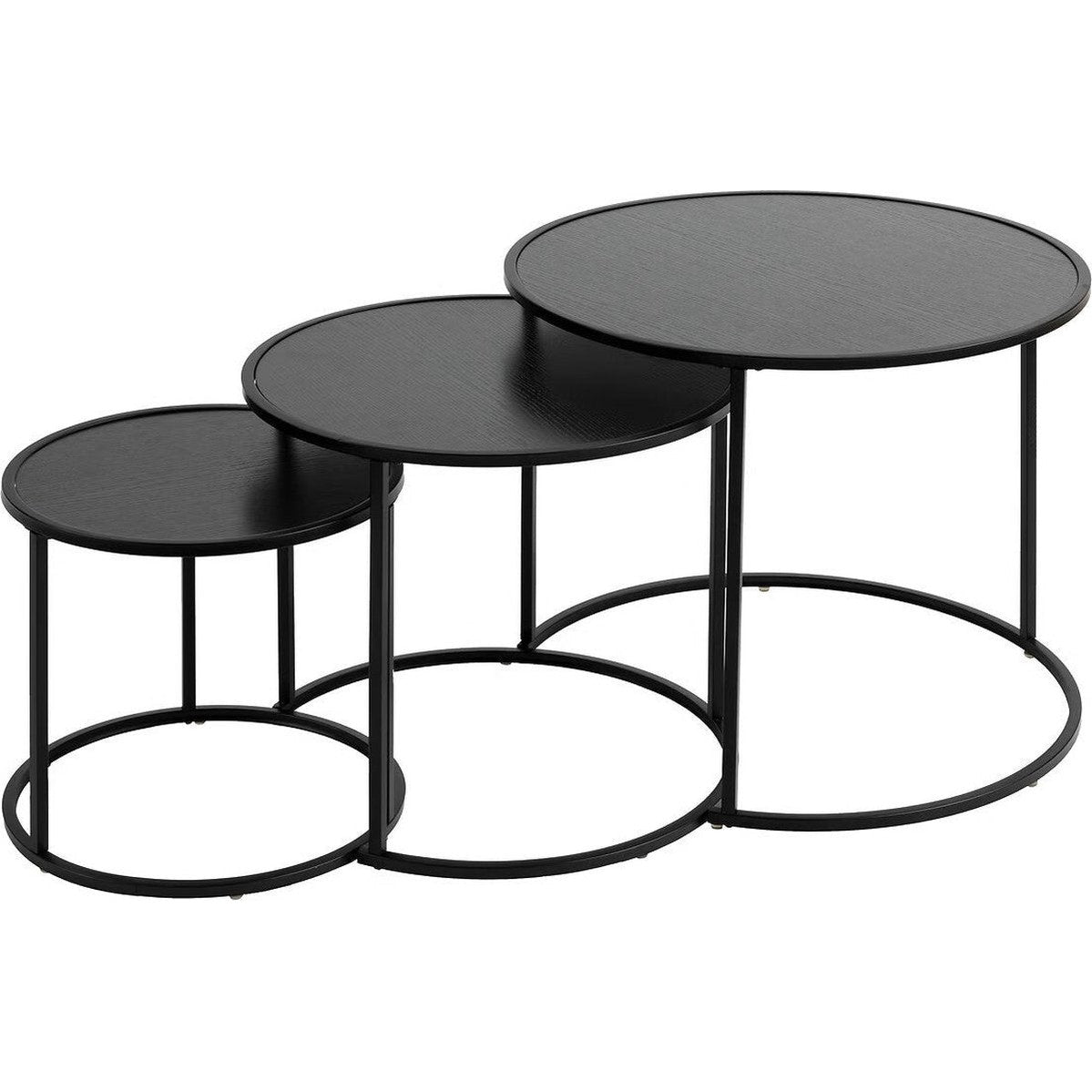 Atmosphera Noah bijzettafels, zwart, set van 3