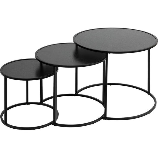 Atmosphera Bijzettafels Noah - Ø35/56/54xH45cm - Set van 3 stuks - Zwart