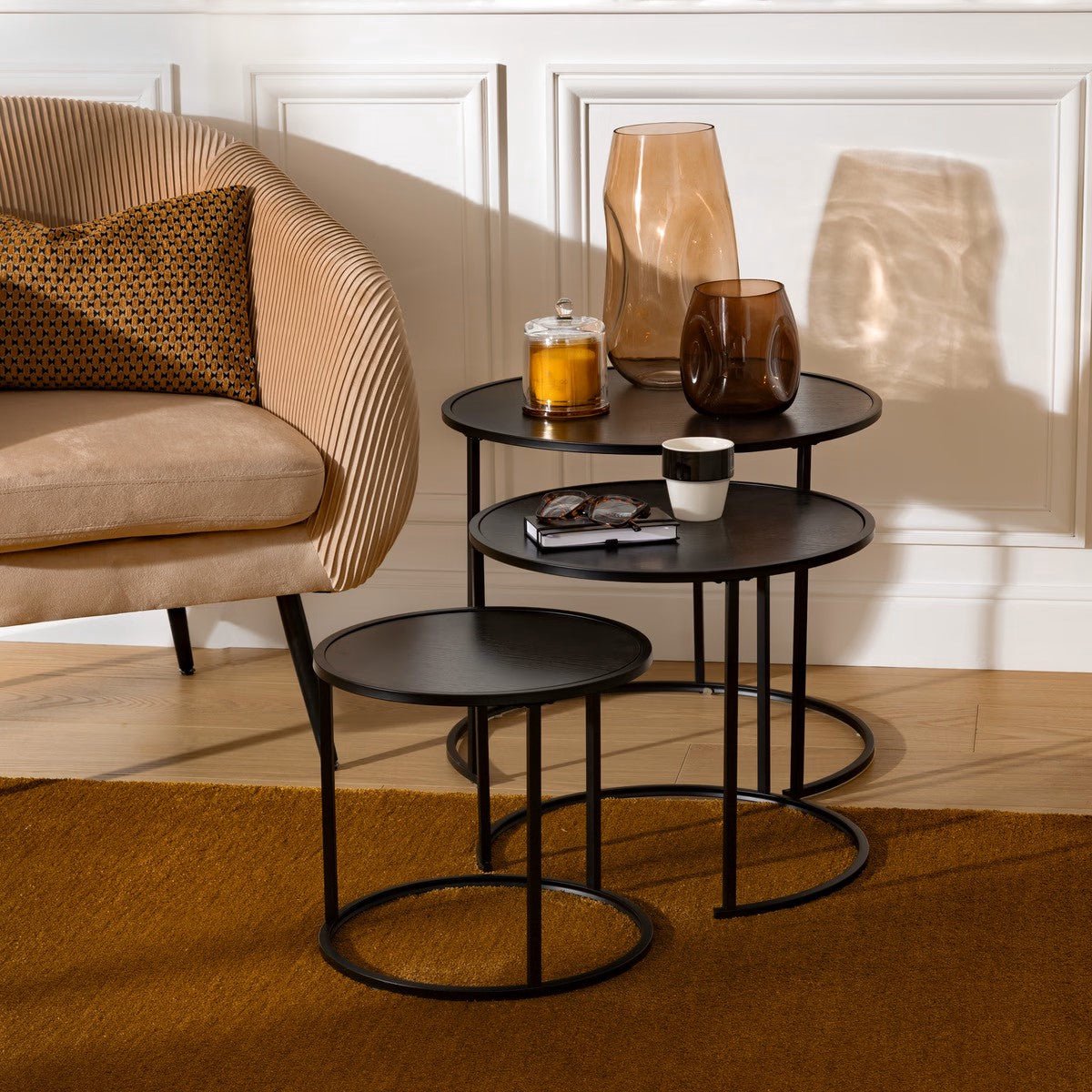 Atmosphera Noah bijzettafels, zwart, set van 3 (5)