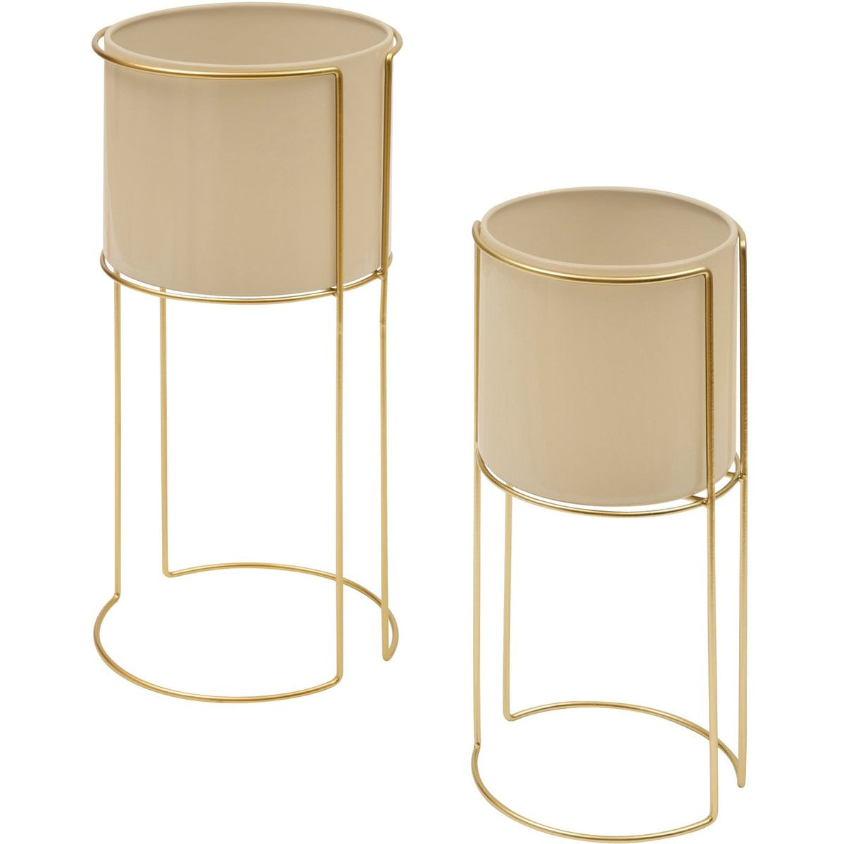 Atmosphera plantenhouders set van 2, 28 x 55 cm, beige en goud