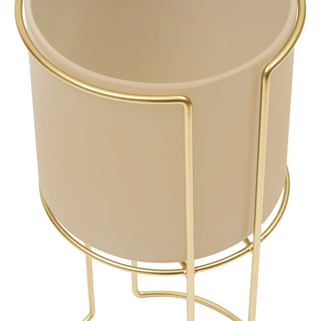 Atmosphera plantenhouders set van 2, 28 x 55 cm, beige en goud (4)