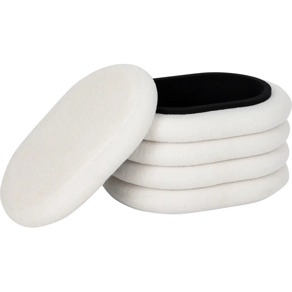 Atmosphera bouclé poef met opbergruimte, wit, 59 x 45 x 40 cm (5)