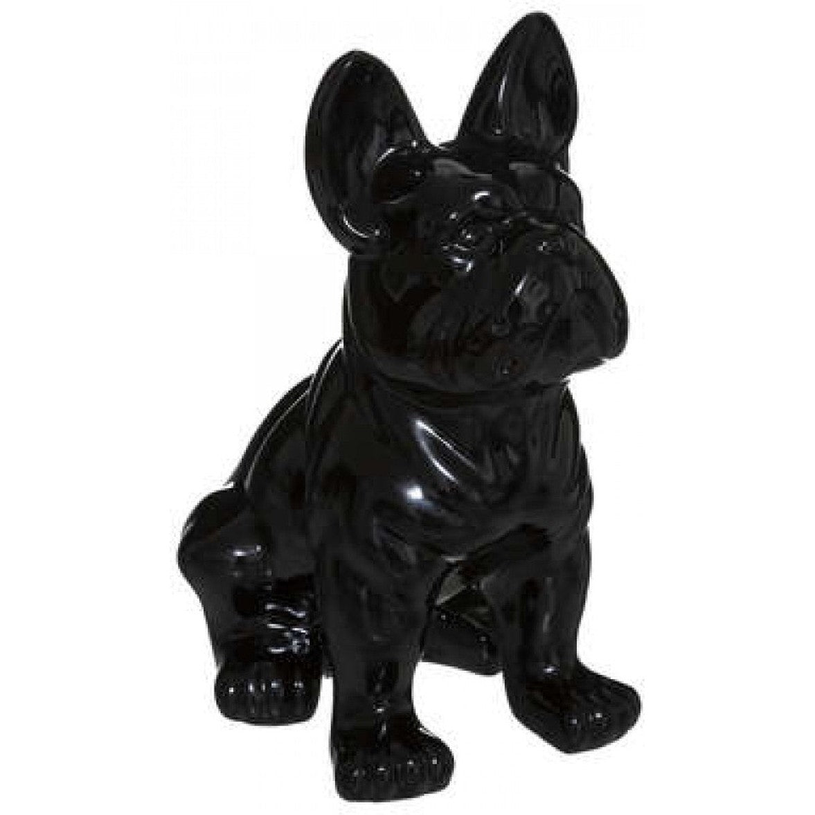 Atmosphera bulldogbeeld, zwart polystone, 22 cm