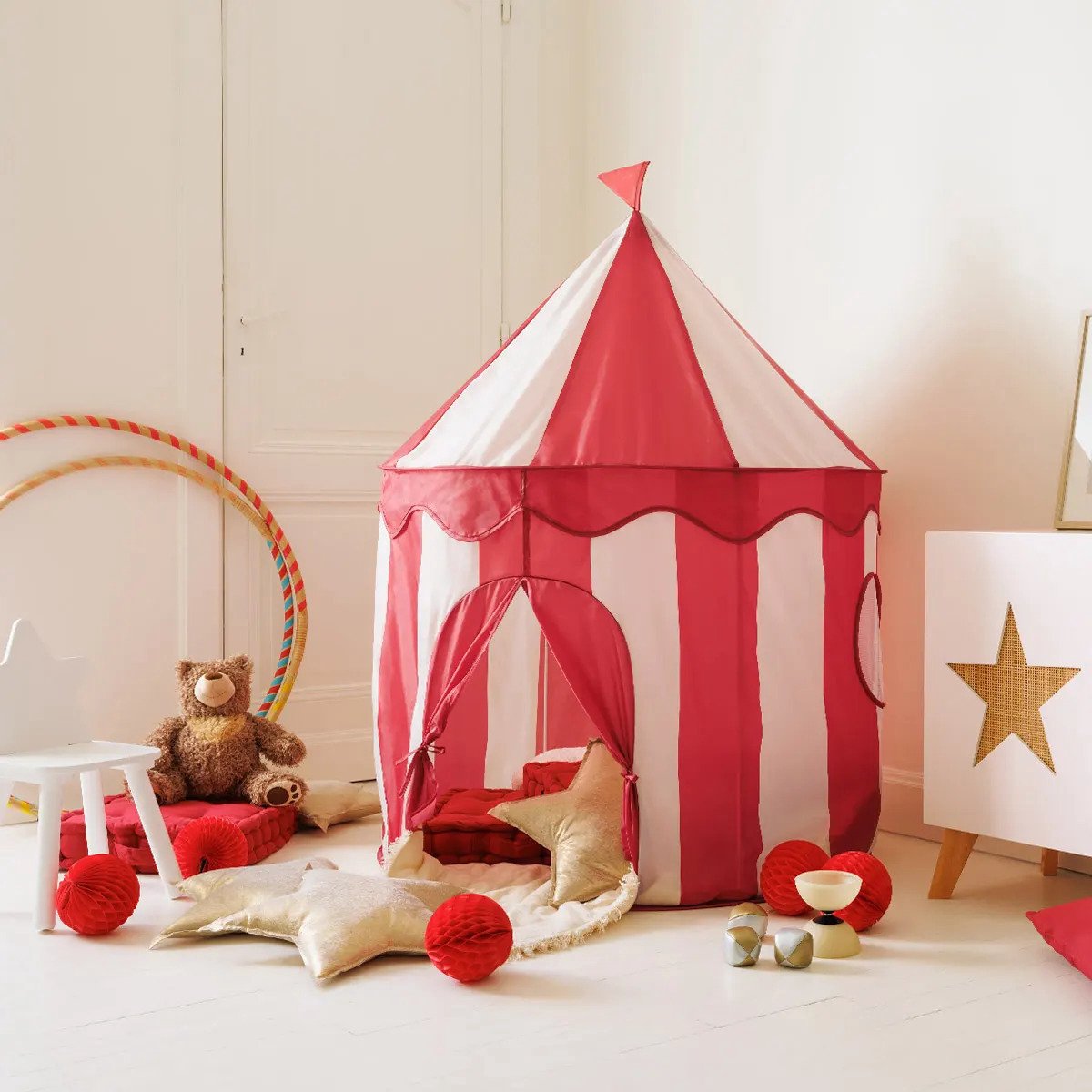 Atmosphera Circus speeltent, 100 x 135 cm, rood en wit (2)