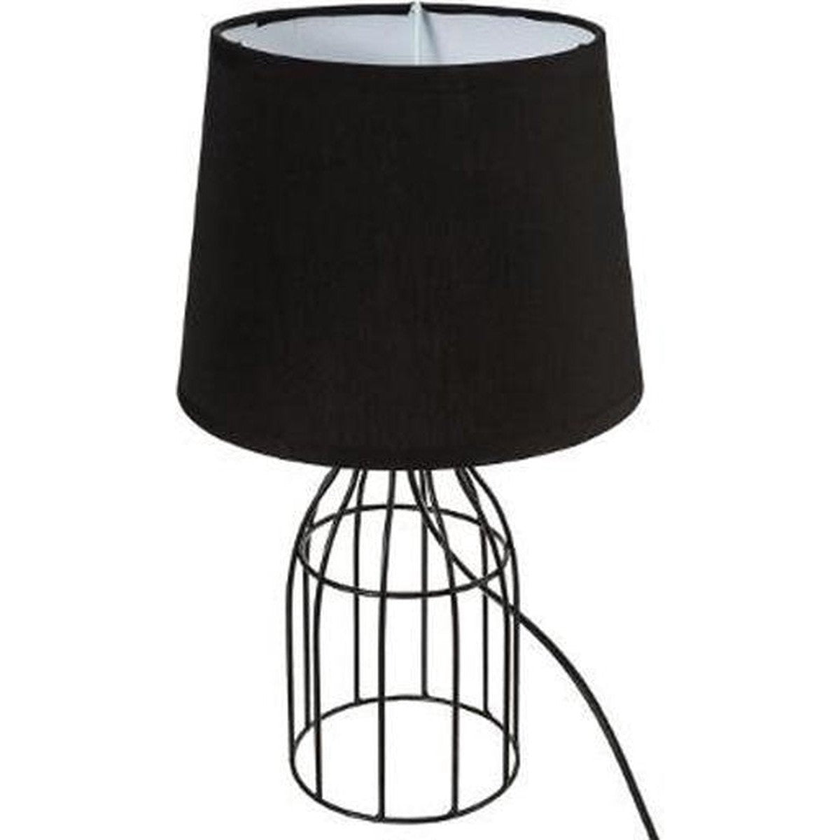 Atmosphera lamp van draadstaal, zwart, met stoffen kap