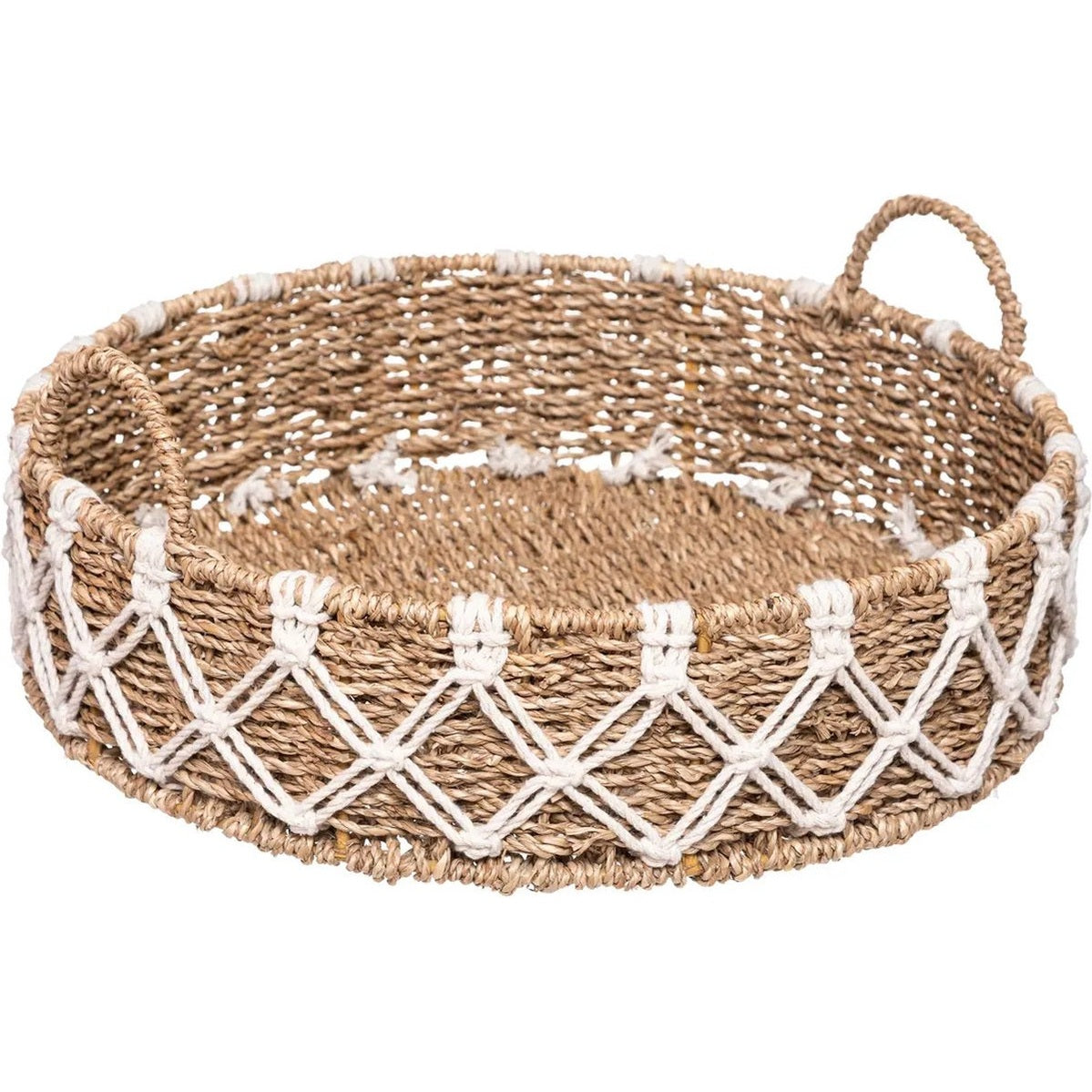 Atmosphera dienblad van gevlochten macramé, rond, Ø 38 cm