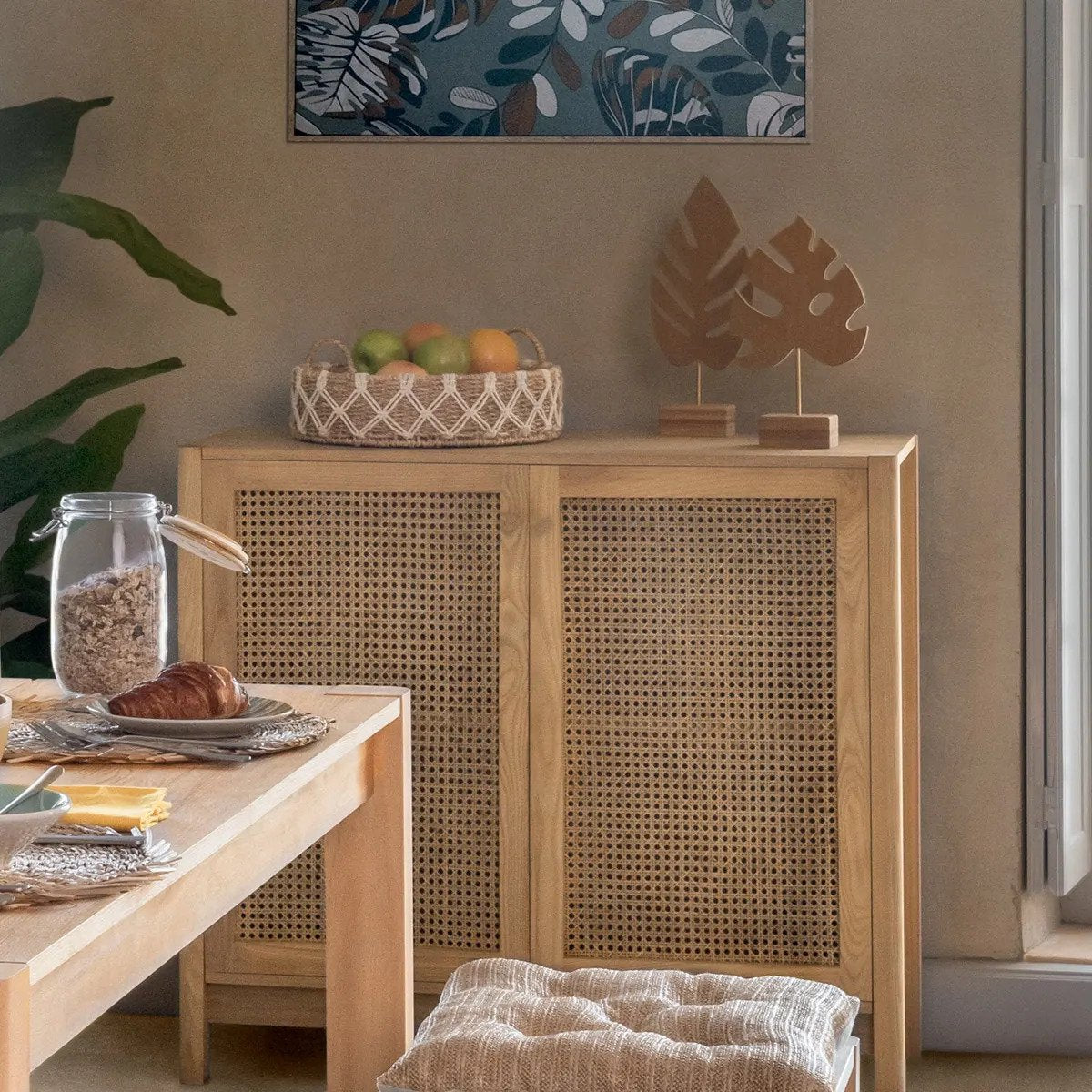Atmosphera dienblad van gevlochten macramé, rond, Ø 38 cm (2)