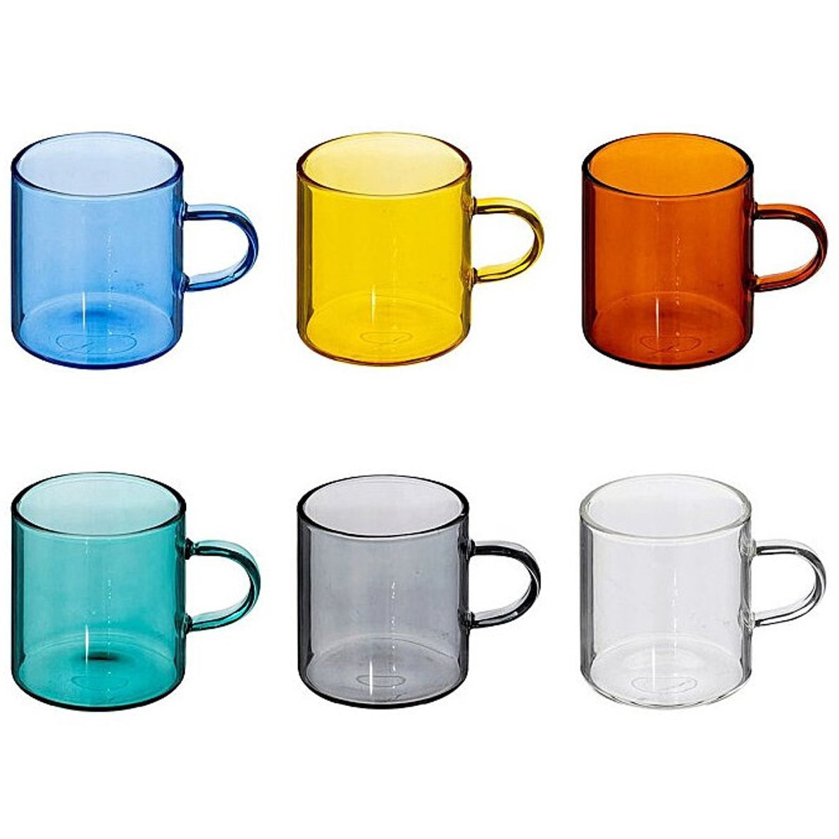 Atmosphera Mia kopjes van gekleurd glas, set van 6 (10 cl)