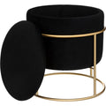 Atmosphera Eliane poef, velvet zwart, Ø 42 cm