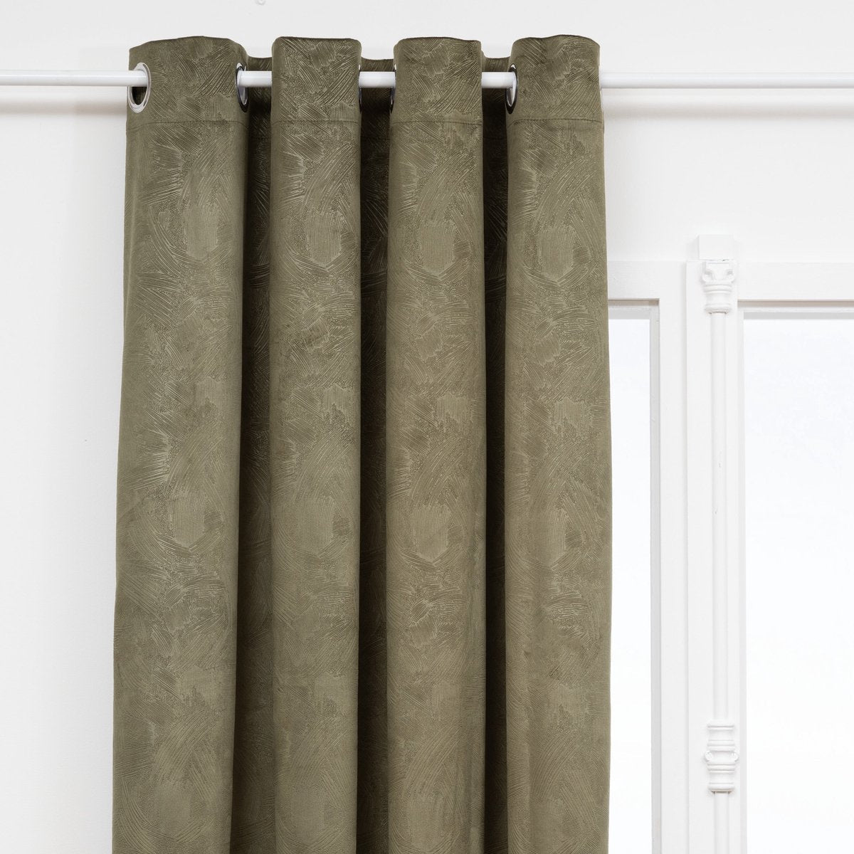 Atmosphera Fujo fluwelen gordijn, kakigroen, 135 x 260 cm