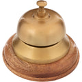 Atmosphera tafelbel metaal en mangohout, goud, 12,5 x 10 cm