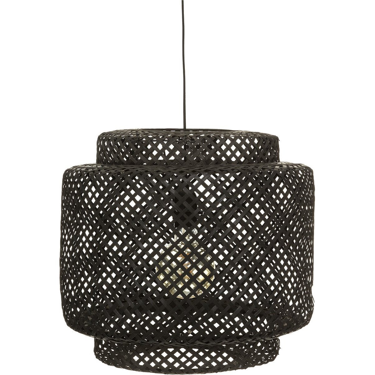 Atmosphera hanglamp van gevlochten bamboe, zwart, 40 x 38 cm